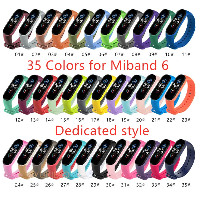 Xiaomi Miband 6 Soft Silicone 손목 밴드를위한 전용 시계 밴드 Xiaomi Miband 6 팔찌 교체 MI Band6 스트랩 용 다채로운 스트랩