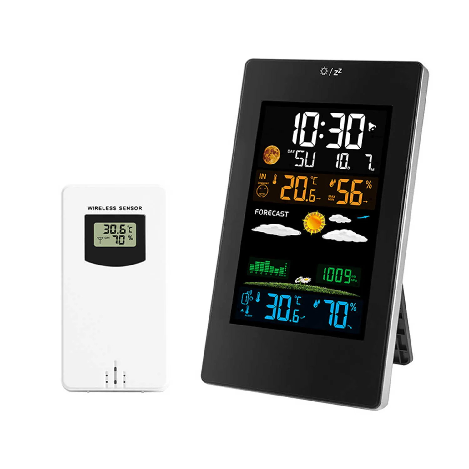 Draadloze weerstation Indoor Outdoor Weer Forecaster met Sensor Digitale Thermometer Hygrometer Monitor met wekker 210719