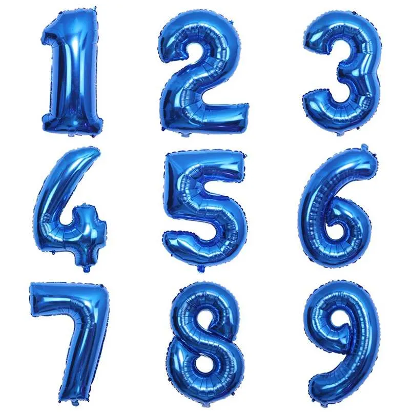 32-calowy 1 Sztuk Balon Numer Balon 0 1 2 3 4 5 6 7 8 9 Boys Girls Birthday Party Deep Blue Balloons Party Dostawa 211216