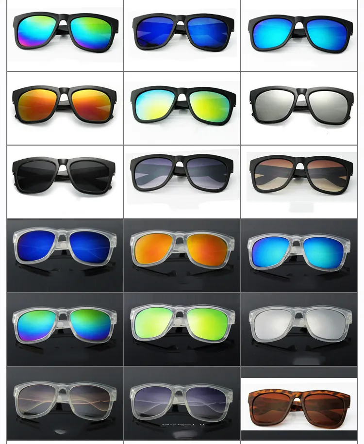 الجملة الكبار النظارات الشمسية البلاستيكية الكلاسيكية النظارات الرجعية خمر ساحة الشمس نظارات للنساء الرجال متعدد الألوان الأزياء النظارات الشمسية السوداء