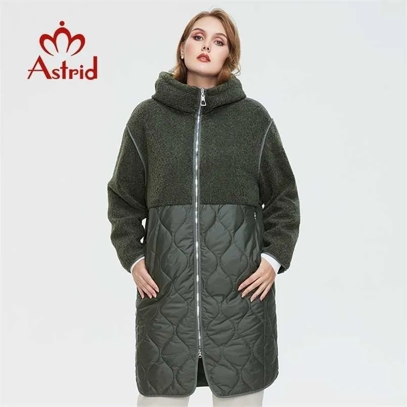 ASTRID Manteau d'hiver d'automne Femmes Faux Fourre-fourrure Fashion Couture Down Jacket Pied à capuche Plus Taille Parka Manteau AM-7542 211221