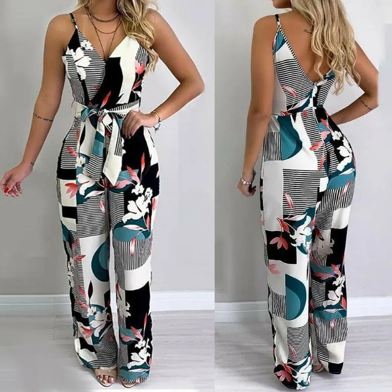 Floral Print Wide Leg Jumpsuit Women Casual For Women Perfect For