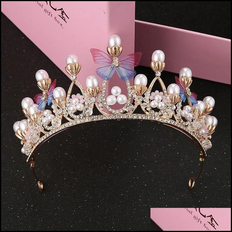 Hair Clips & Barrettes Tiaras And Crowns Hairband Jewelry Engagement Wedding Accessories For Bridal Crown Butterfly Shape Fine Girls