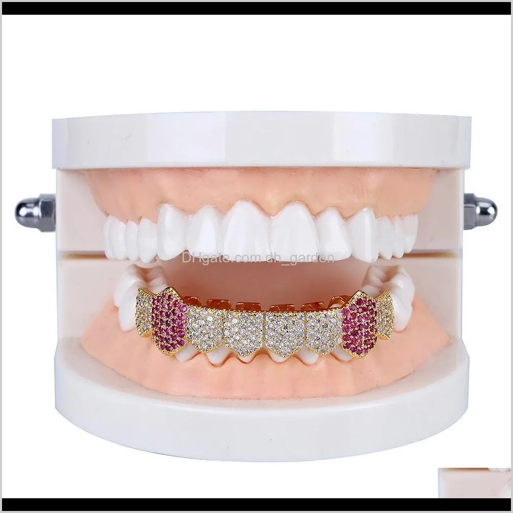 hip hop hipsters diamond dientes grillz 8-tooth micro-inlaid zircon single row lower teeth grillz caps top bottom grill set men women