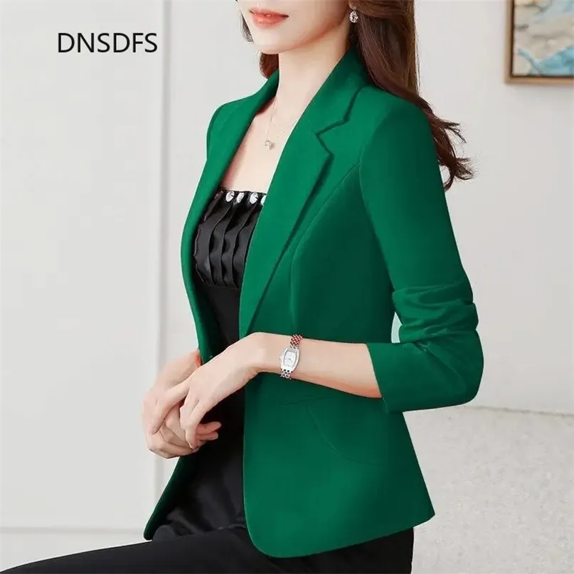 Black Suit Jacket Women Slim Blazer Spring Summer Blue s Korean Office White Three-quarter Sleeve Casual Coat mujer 211122