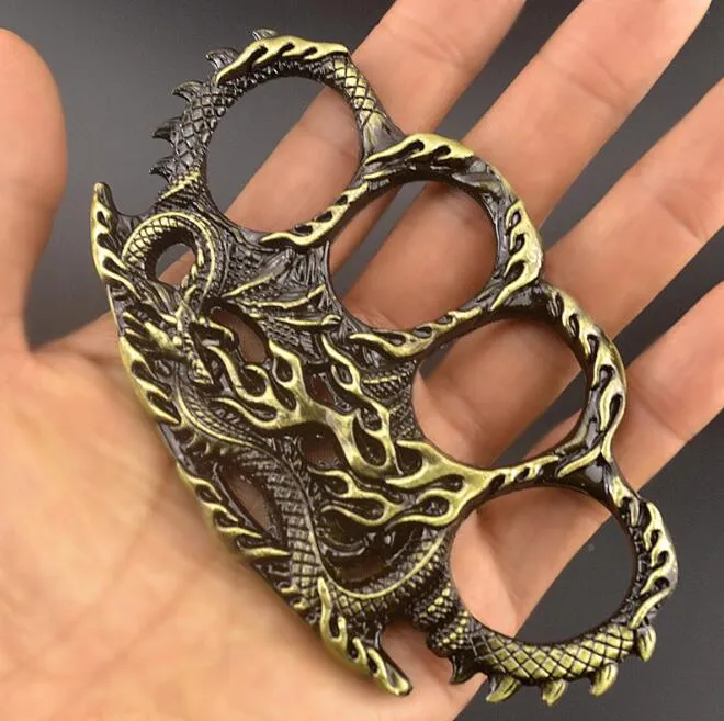 Gewicht Over 140G Metalen Messing Knuckle Duster Viervinger Zelfverdediging Tool Fitness Outdoor Veiligheid Verdedigingen Pocket EDC gereedschap Beschermende uitrusting