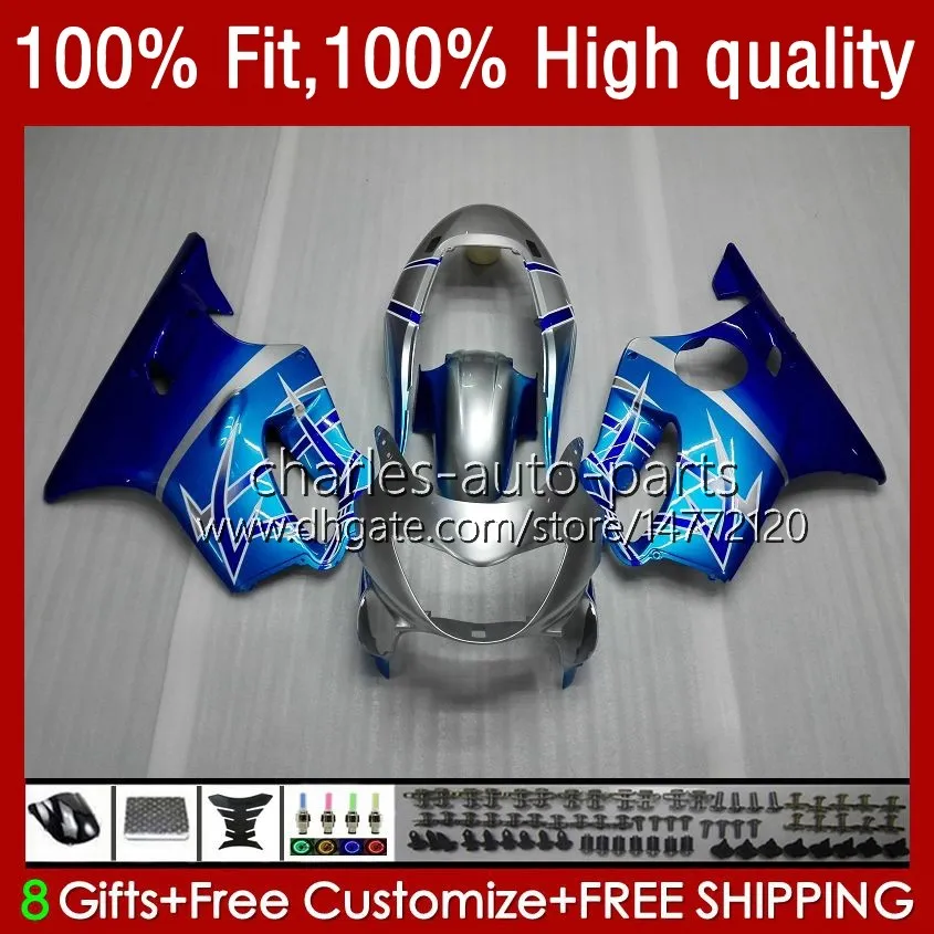 Moule d'injection bleu argent pour HONDA CBR 600F4i 600 F4i FS CC F4 i 2004 2005 2006 2007 Corps 55No.77 CBR600F4i CBR600FS 04-07 600CC CBR600 F4i 04 05 06 07 Kit de carénage OEM