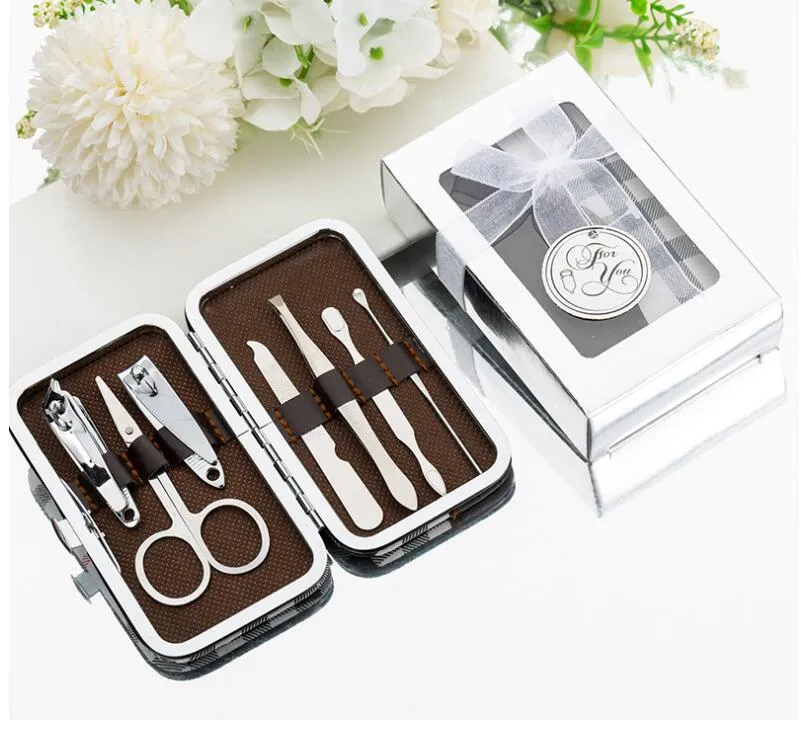 Manicure Set Nail Clippers Pedicure Kit Party Favor Stainless Steel Gift with Beautiful Case Presents For Baby Shower Guest Giveaways