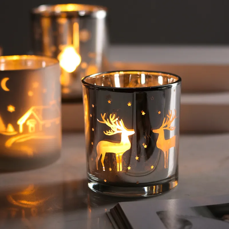 Wyprzedaż kadzidła świecy posiadacze kreatywny Boże Narodzenie Renifer Szkło Tealight Cup