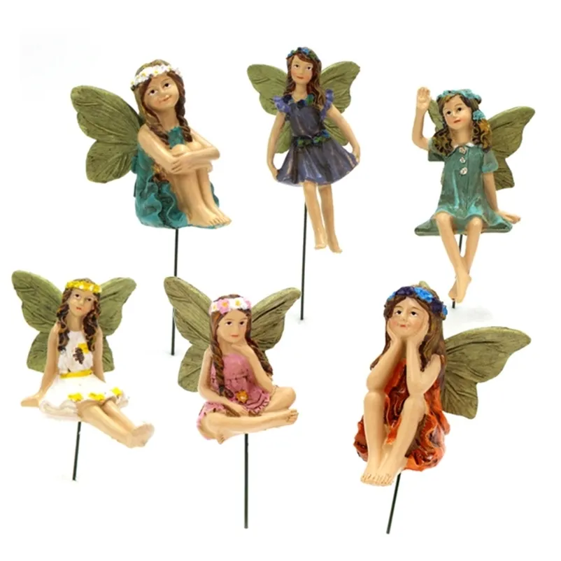 Fairy Garden - 6st Miniatyr Fairies Figuriner Tillbehör för utomhus eller Husinredning Fairy Garden Supplies 210727