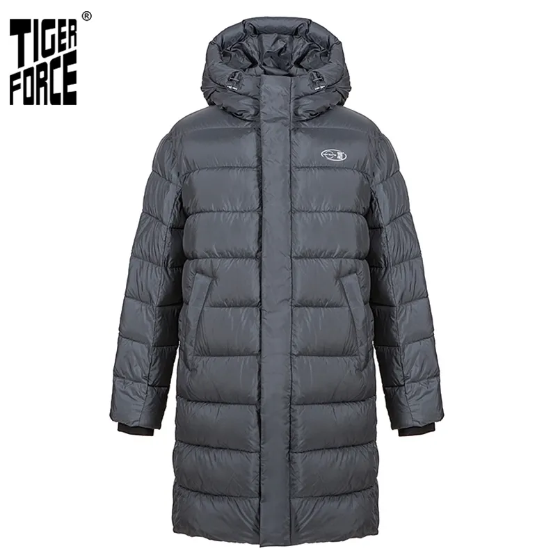 Tiger Force hommes veste d'hiver avec capuche gris foncé long épais affaires décontracté sport épais Parka hommes manteau 70701 211129