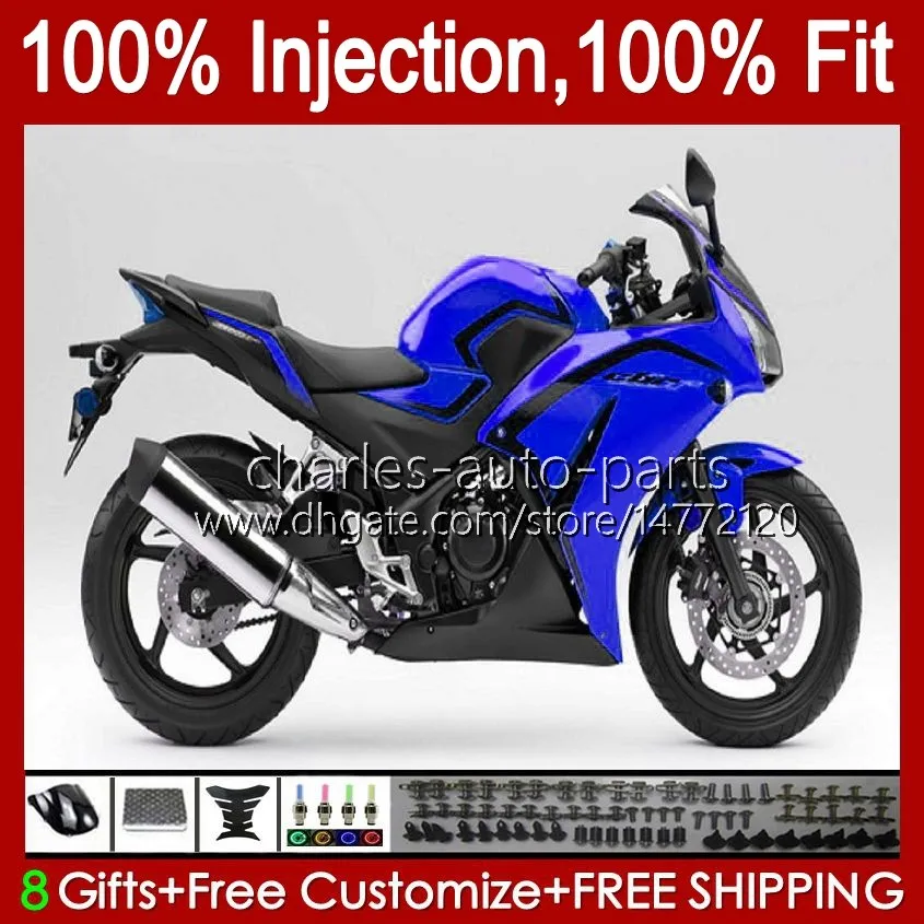 Carénages de moulage par injection pour HONDA CBR Bleu noir 250R 250 CBR250 R CC CBR250R MC41 11 12 13 14 15 Kit 58No.52 CBR-250R 250CC CBR-250 2011 2012 2013 2014 2015 Carrosserie OEM