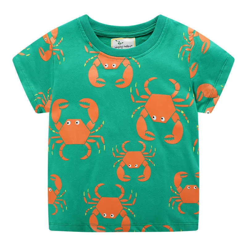 Saut mètres Animaux D'été Garçons Filles T-shirts Crabes Imprimé Coton Bébé Vêtements T-shirts Tops 210529