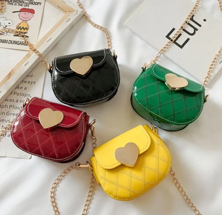 Children handbags Fashion baby shoulder bags with rhomboid heart accessorized bag for girls kids handbag wholesale