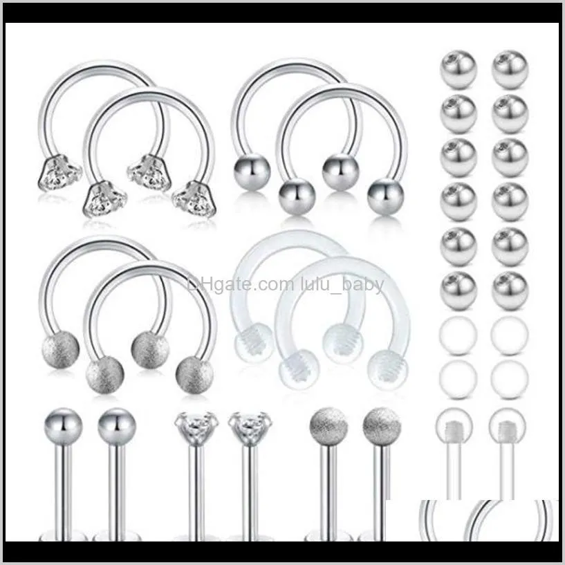 16g surgical steel labret lip rings nose rings piercing septum rings tragus helix earrings hoop cz ear lobe conch piercing