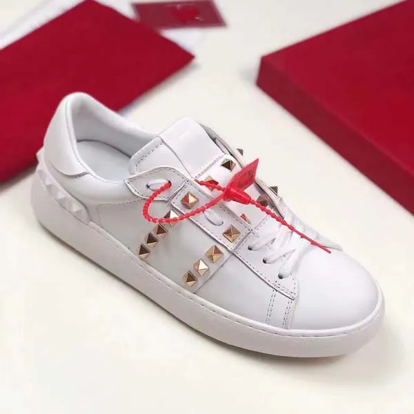 Luxury Classic Mens Women Cowhide Outdoor Casual Shoes Fashion Rivet Flat Color Matching Series Sport Shoe Size34-45with Box