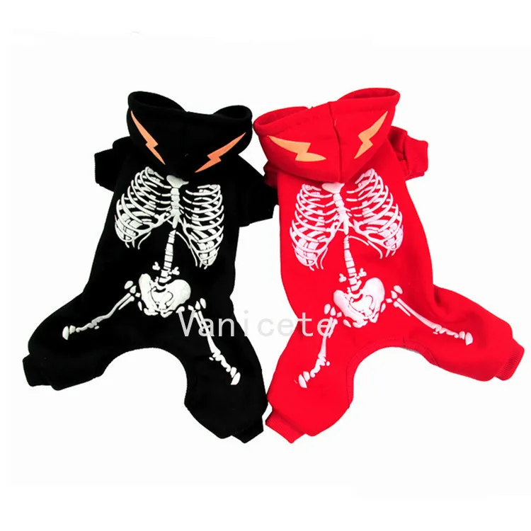 5 taille vêtements pour chiens squelette de dinosaure lumineux vêtements pour animaux de compagnie chien costume d'Halloween fournitures 2 couleurs T2I52412