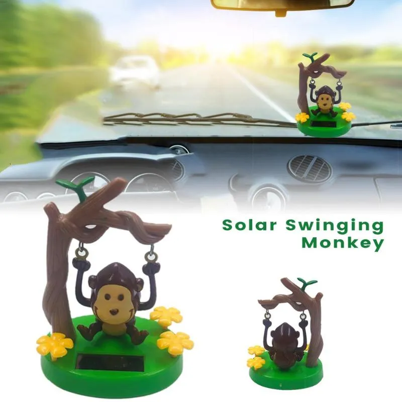 Interieur Decoraties 1 stks Solar Powered Dancing Cute Animal Swinging Animated Monkey Toy Auto Styling Accessoires Decor Kids Speelgoed Gift