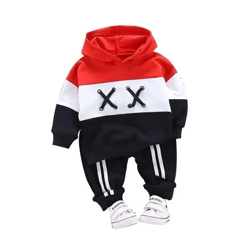 Vår Höst Barn Bomull Kläder Suit Baby Boys Tjejer Kläder Kids Sport Hoodies Byxor 2st / Sats Fahion Toddler Tracksuits 211021