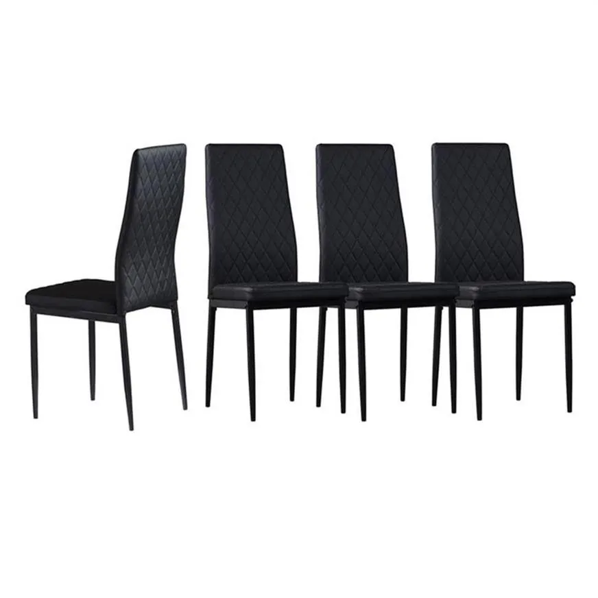 США стоковые черные современные мебели минималистский столовой стул огнестойкие кожаные распылительные металлические трубы алмазные сетки шаблон ресторана дома 271Y