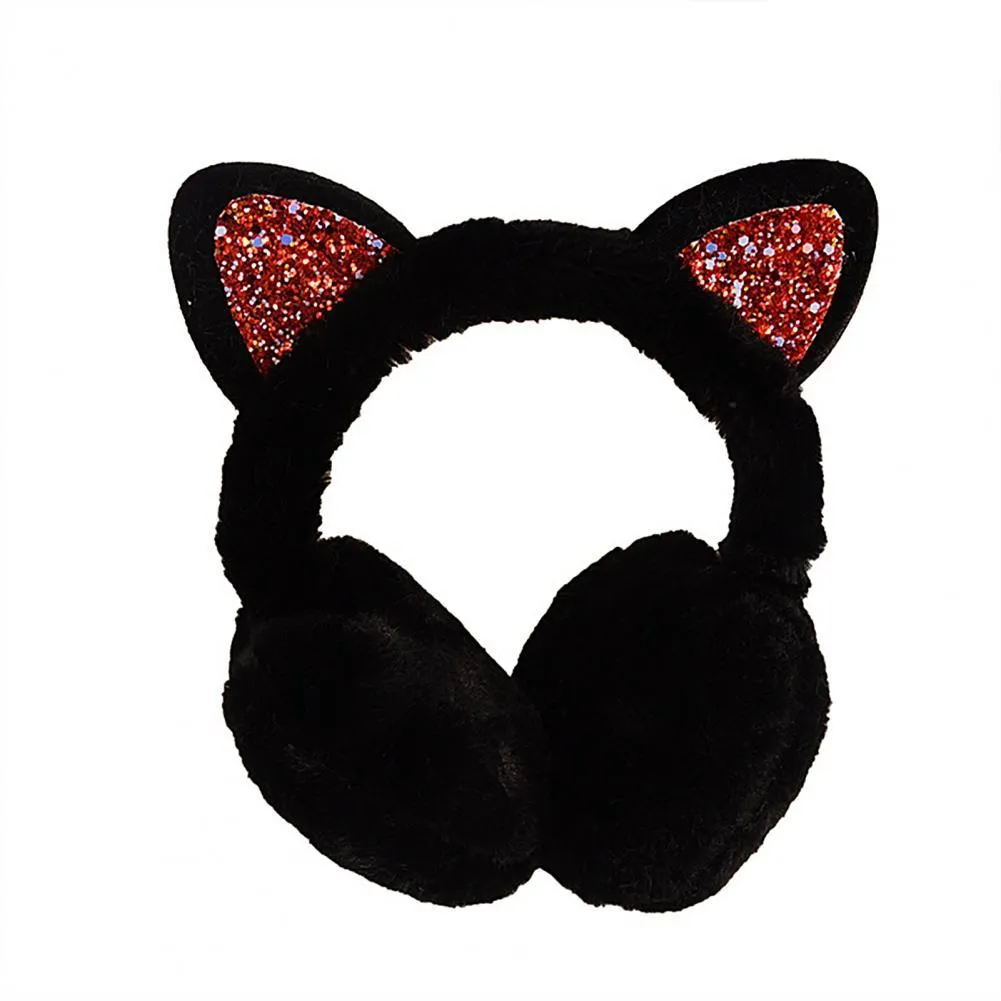 Kadın Kulaklıklar Kız Güzel Kış Kediler Kulak Isıtıcı Parlak Glitter Earmuff Soğuk Koruma Isıtıcı Moda Bandı Yeni