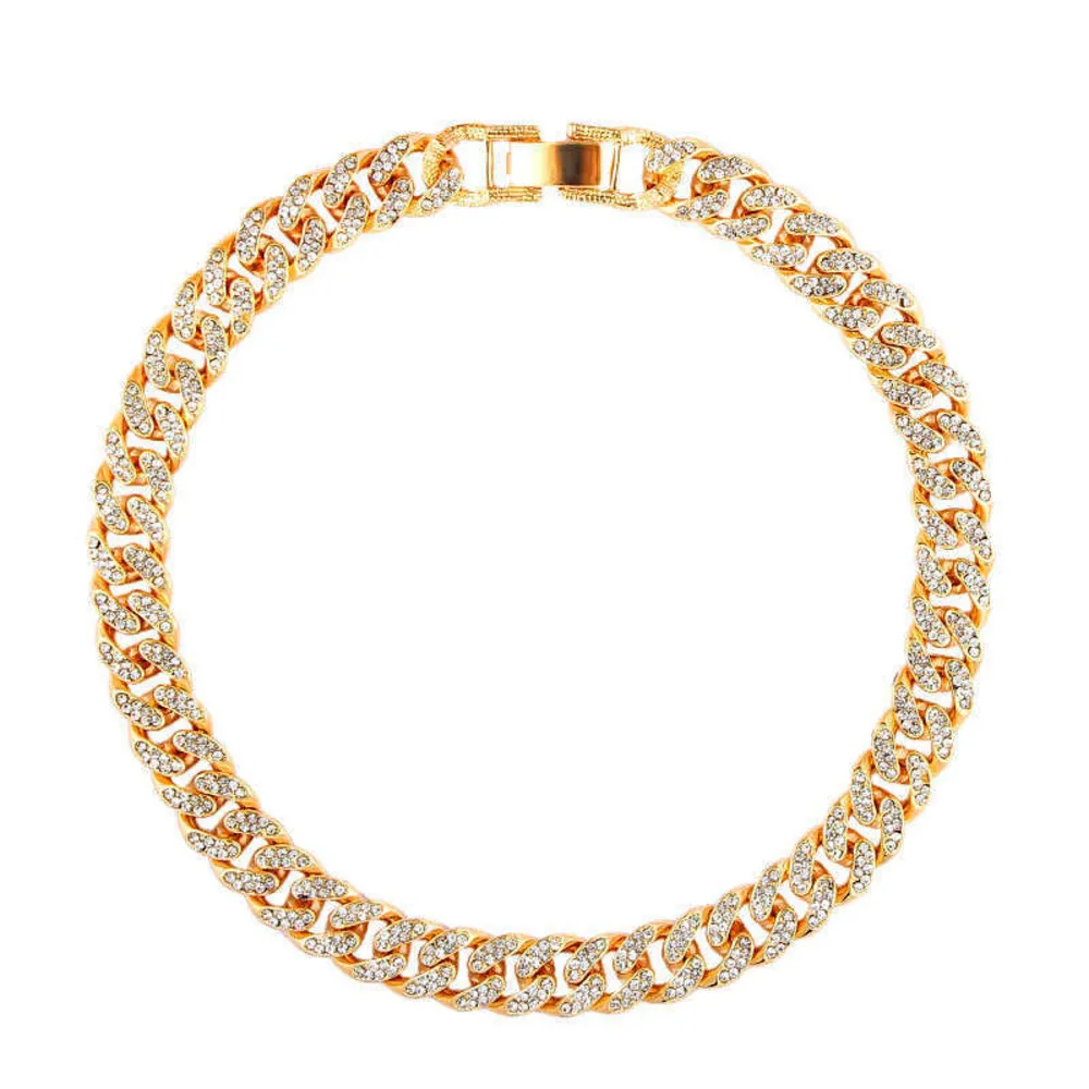 13mm kubansk kristall halsband, män och kvinnor, guld och silver, is diamant kedja, mode present smycken Q0809