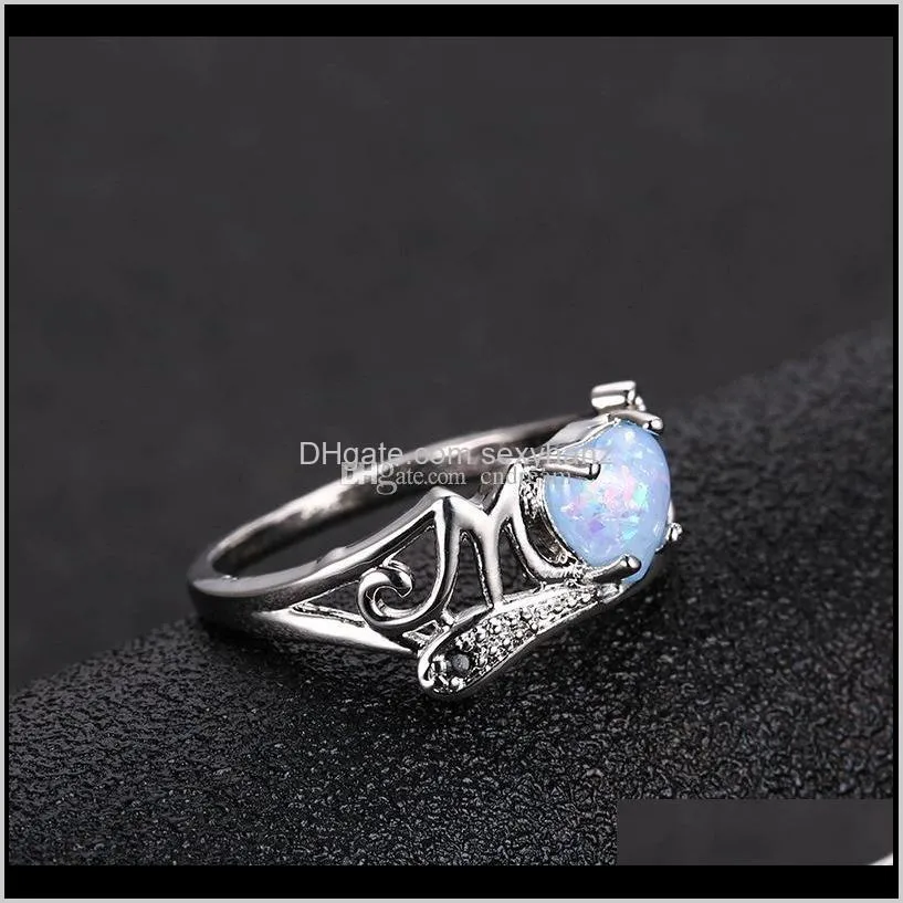 Cluster Diamant Amour Coeur Opale Maman Bague Femmes Anneaux Fête Des Mères Bijoux De Mode Will Et Sandy Cadeau T79Pg 7Gd4W