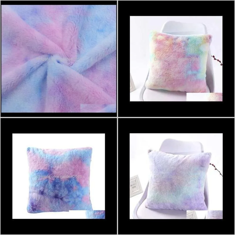 gradient tie dye printing pillowcase short plush colorful print square background art sofa decoration 42cmx 45cm pillow case