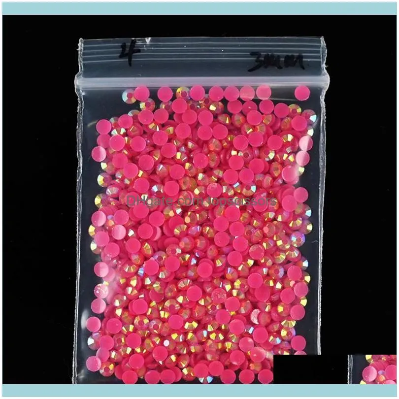 Nail Art Decorations 1000pc/Bag 3mm Jelly Resin Rhinestones Flat-Back AB Color Crystal Strass 3D Charms Gems Manicure Tc#82