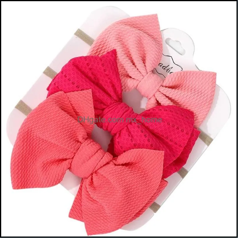 Hair Accessories 3 Pcs/Set Solid Color Baby Elastic Band Turban Princess Bowknot Headband Soft Nylon Headwear For Born Infants Girls