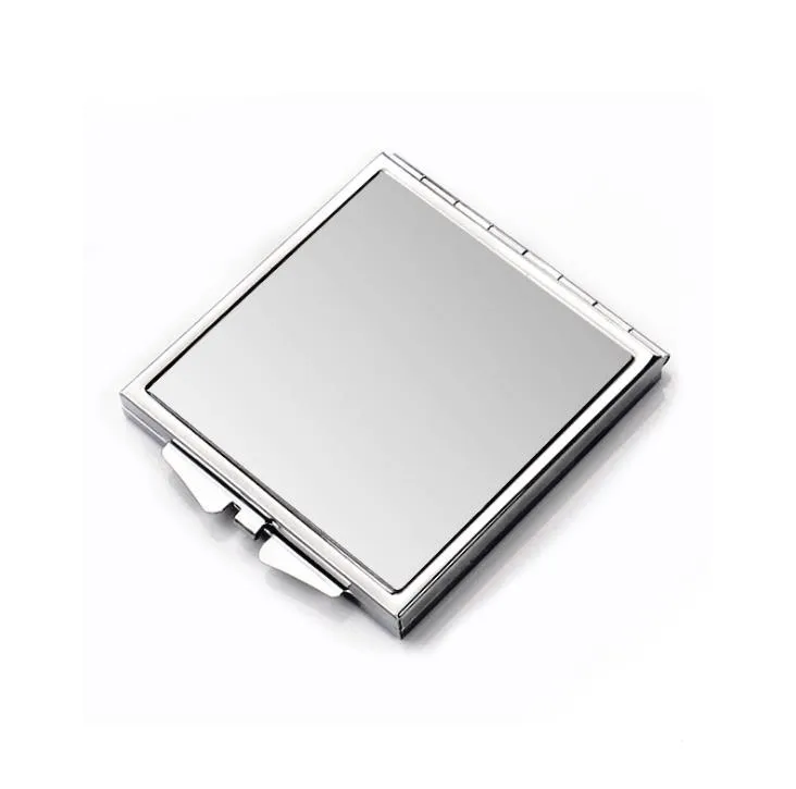 62mm Carré Métal Cosmétique Compact Miroir Blanc Maquillage Miroirs Cadeaux 100 pcs/lot SN2227