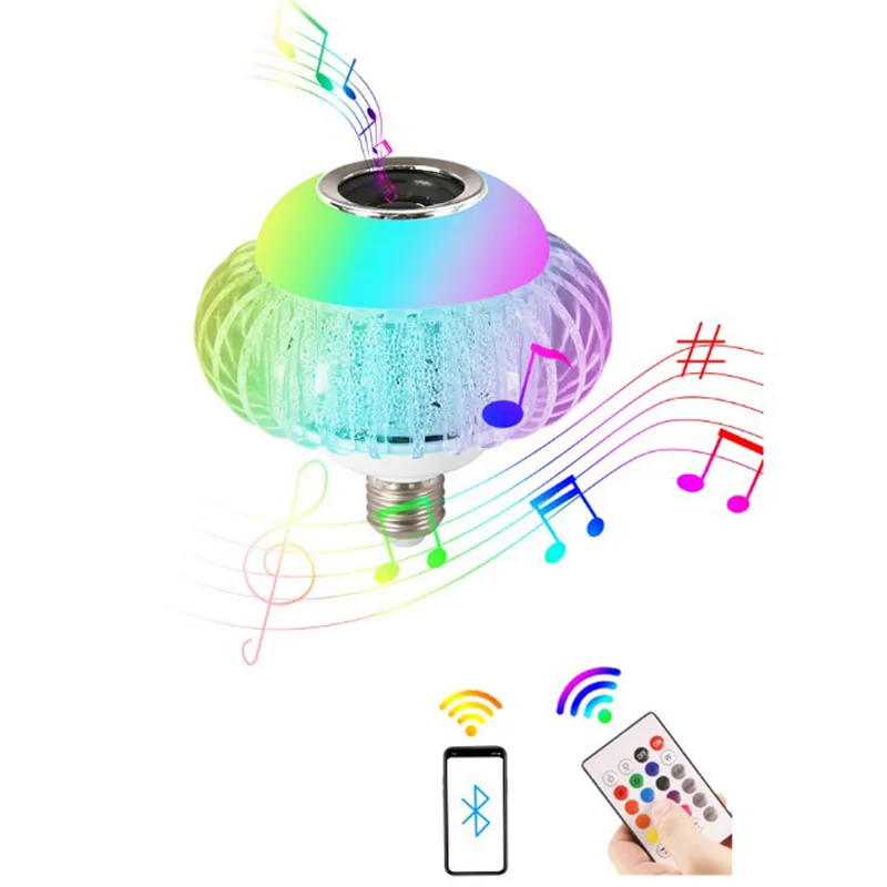 LED Lantern Crystal Bulbo Bluetooth Music Player 7 Cores Mudança 15W E27 para Decoração de Casa Disco Stage