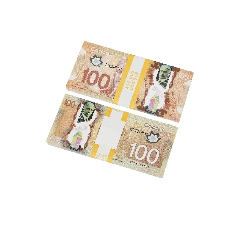 Hela spel pengar prop kopia kanadensiska dollar cad sedlar papper falska euro film props2487qunb