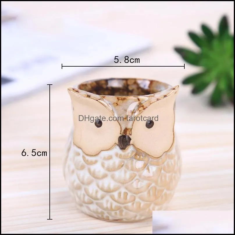 Free Ship Cartoon Owl shaped Flower Pot for Succulents Plants Flowerpot Ceramic Small Mini Home Garden Office Decoration