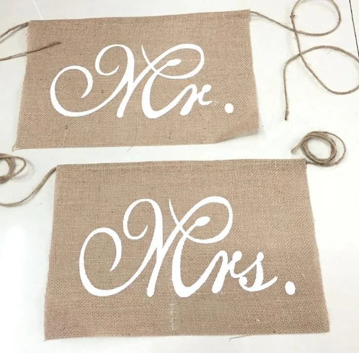 Party Supplies Mr. & Mrs. Burlap Chair Banner Set Chairs Sign Garland Rustic Wedding Garlands Supply Vintage Bride Rustics Decoration SN4037