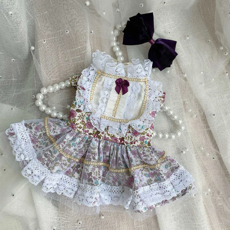 Одежда лето маленькая собака домашняя одежда лолита принцесса свадебное платье Померанский Тедди Бишон чихуахуа кошка щенок кружевная юбка