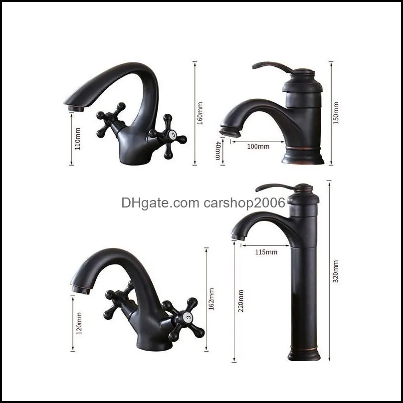 Bathroom Sink Faucets Black Faucet And Cold Tap Antique Brass Retro Basin Mixer Taps Deck Mounted Vintage Faucet1