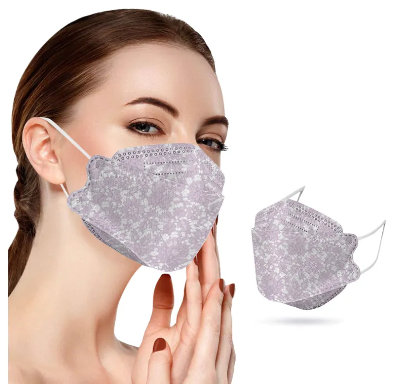 Nuova maschera di pesce non tessuta stampata in pizzo maschera coreana maschera a foglia di salice maschere per il viso per adulti rossetto antiaderente PM2.5