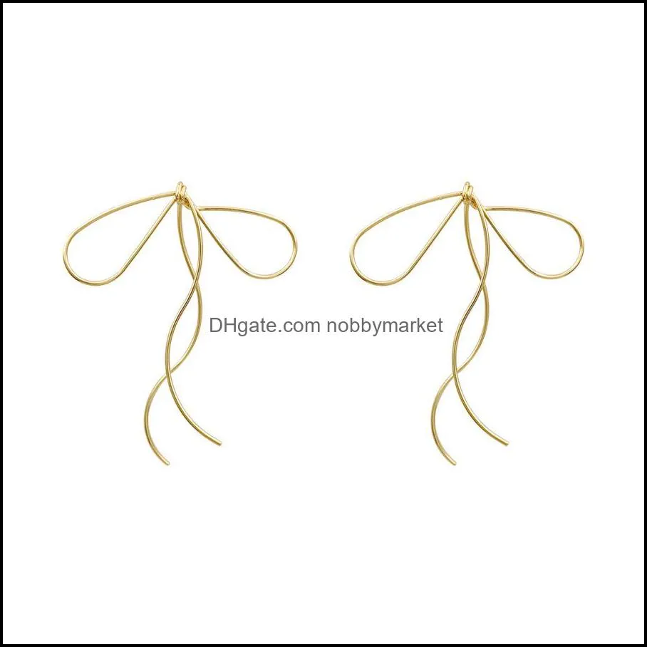 Korean Fashion Design Sense Line Bow Earrings Female Elegant Temperament Light Luxury Simple Stud Earrings Women Jewelry 2021 New