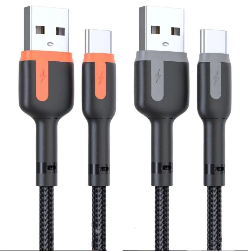 Mikro USB Tip-C Kabloları 2.4A Samsung Huawei Xiaomi Için Hızlı Şarj Örgülü Veri Kablosu Çift Renk Kordonları Kablosu