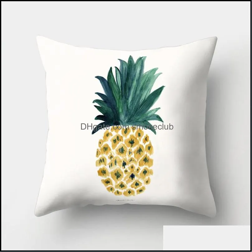 New Fashion Peach Skin Pillow Cover Pineapple Fruit Pattern Pillowcase Home Textiles Sofa Decor
