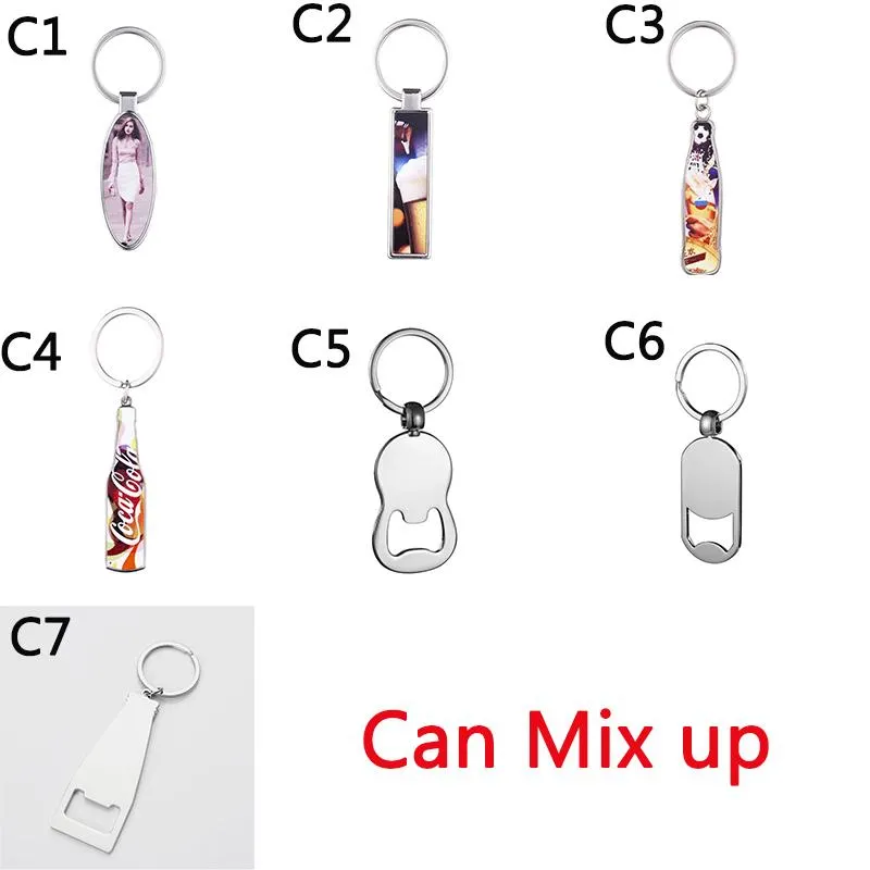 Sublimation Blank Bottle Opener Favor Metal Oval-shaped Keychain DIY Drink Bottle Shape Corkscrew Festival Party Supplies