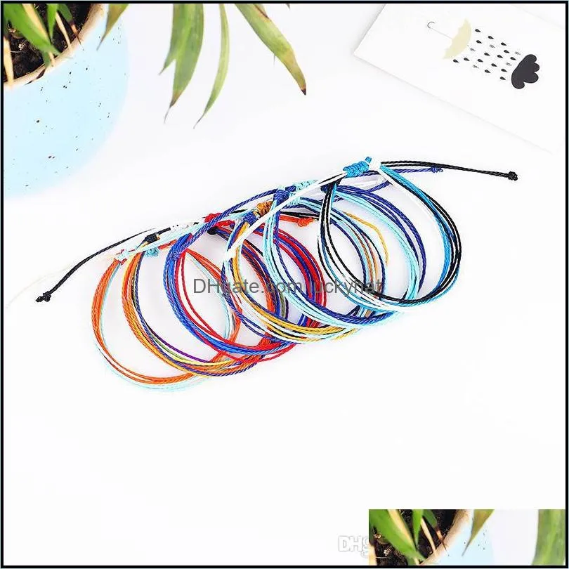 Wax Thread Woven Bracelets Handmade Multilayer Friendship Jewelry Wax String Bracelets Multicolour Adjustable Braided Bracelet