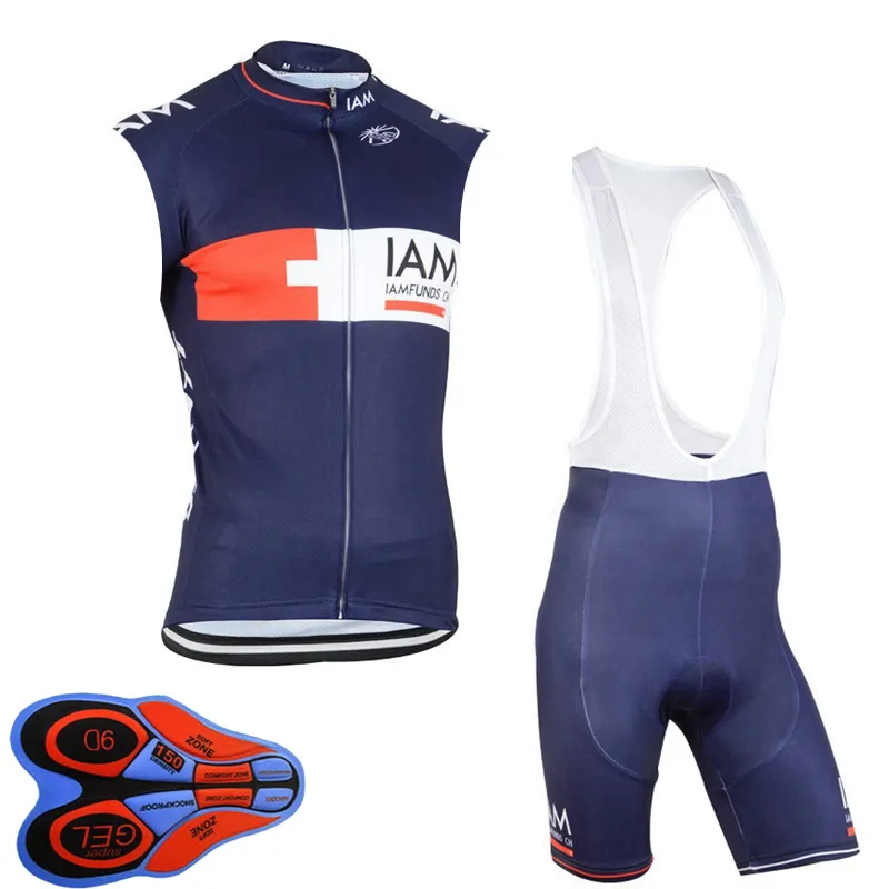 Iam Team 2021 Zomer Ademend Heren Fietsen Sleevless Jersey Vest Bib Shorts Set Bike Kleding Fiets Uniform Outdoor Sports Wear Ropa Ciclismo S21050785