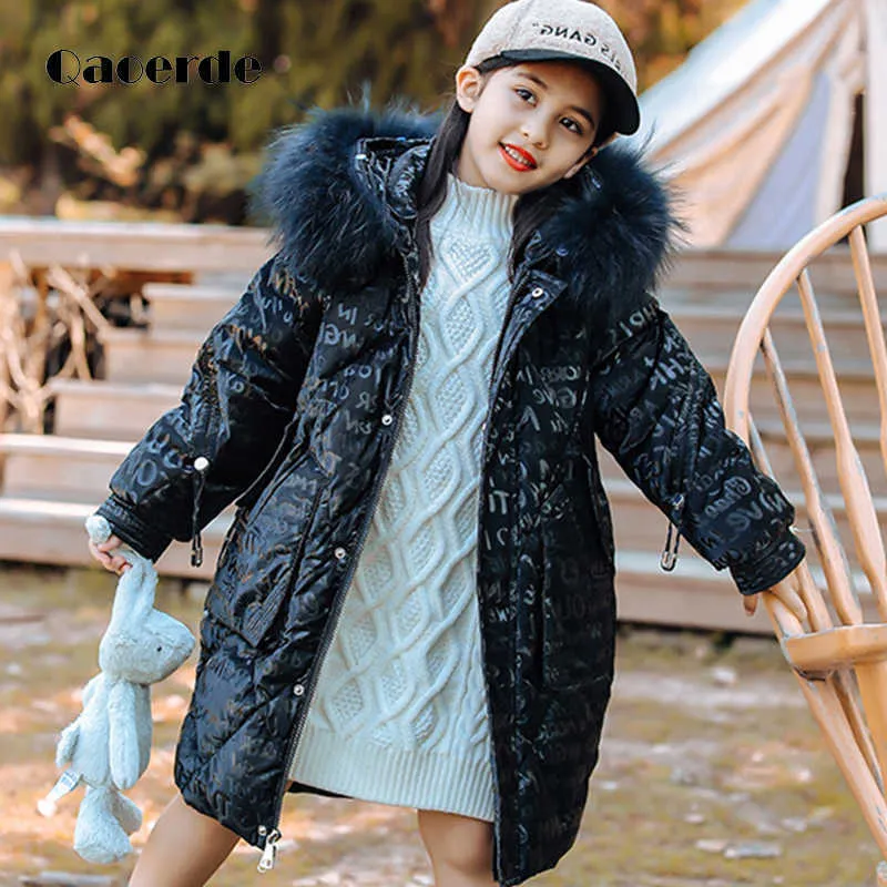 -30 Degrees Russia Winter Jacket 2020 Baby girl down outerwear Vestiti per ragazze per Capodanno Abbigliamento per bambini 5-12 anni H0909