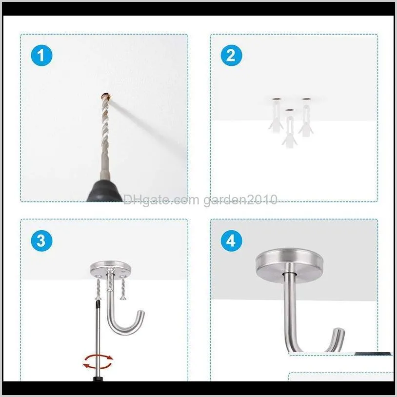 pcs stainless steel ceiling hook round base top mount overhead wall for hanging plants bird feeders wind chimes hooks & rails