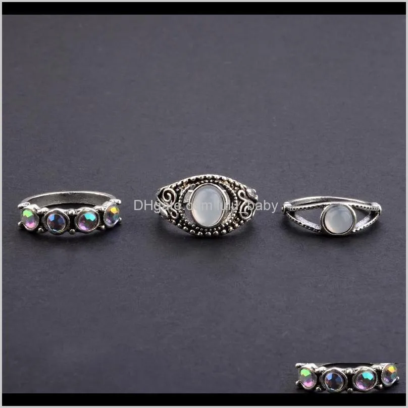 hot bohemian fashion jewelry ancient silver gold knuckle ring set arrow hollow out stacking rings midi rings set 10pcs/set s339