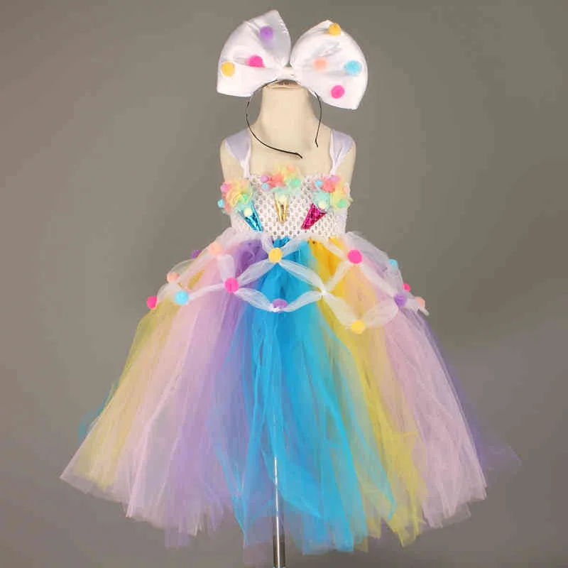 Candy Girls Kids Ice Cream Tutu Dress with Bows Children Birthday Cake Smash Photo Food Costume Girls Dance Pageant Gown Dress (10)