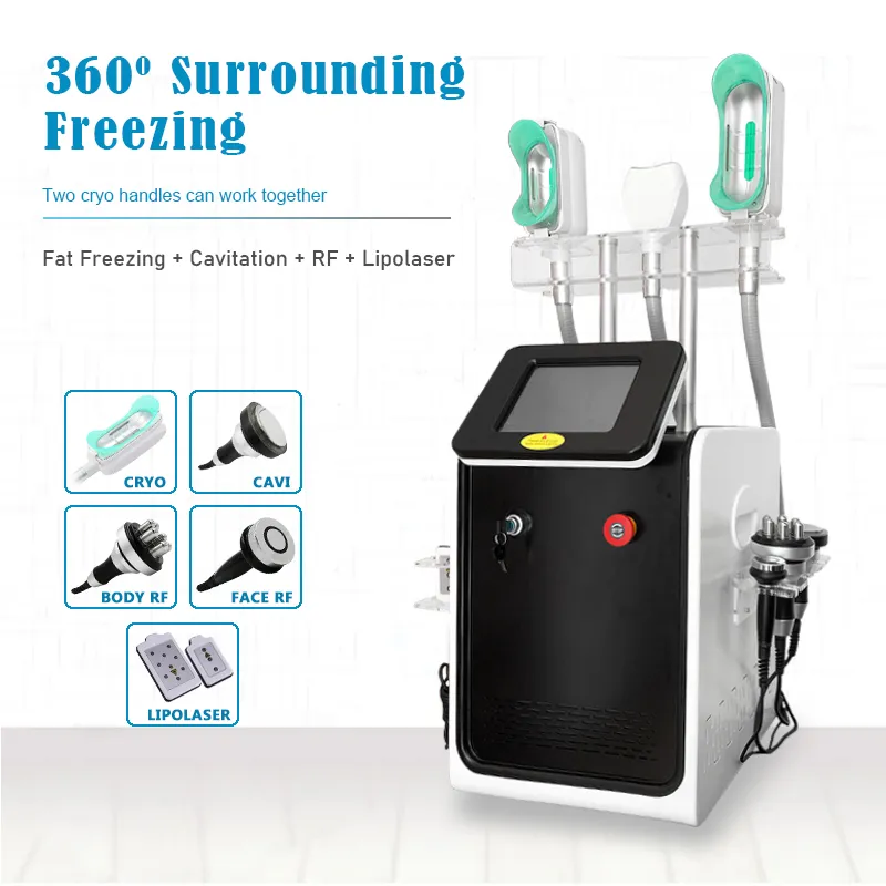 Cryo 360 Cryolipolisis Fat Freezing Slimming Machine Cavitation RF Fat Removal 7 in 1 Cryolipolysis Double Chin Freeze Abdomen Belly