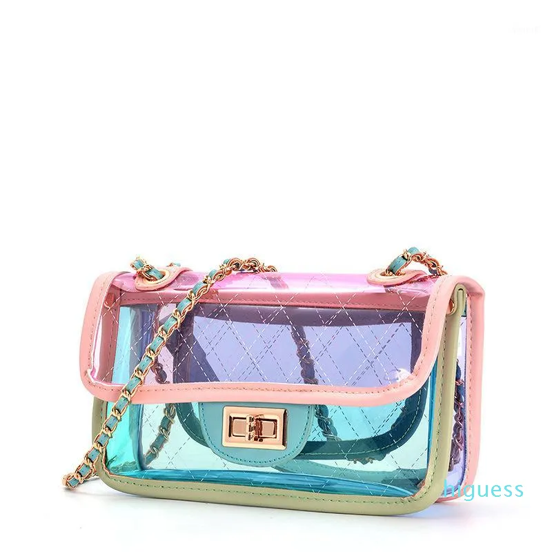 Designer Women Transparent Bag Clear PVC Messenger Beach Shoulder Bag Jelly  Small Tote Laser Holographic Handbag From Higuess, $35.69